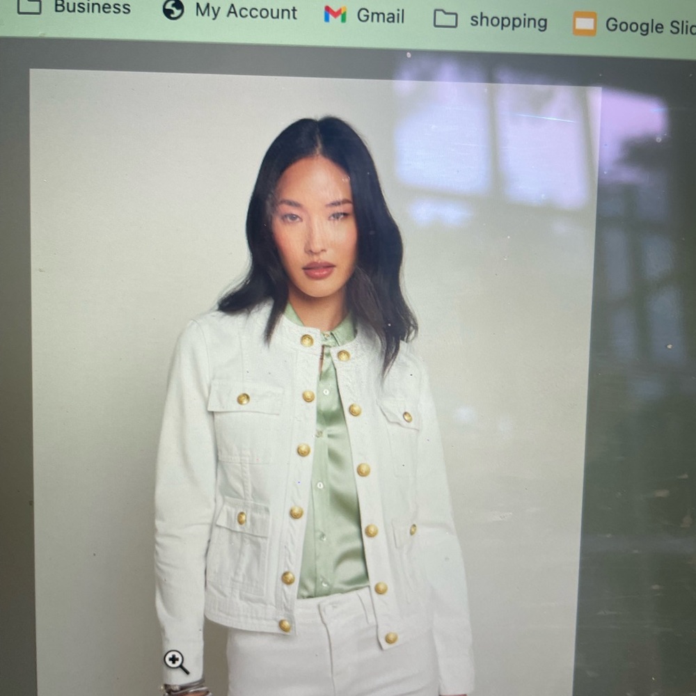 L'AGENCE White Jean Jacket with White Anchor Buttons